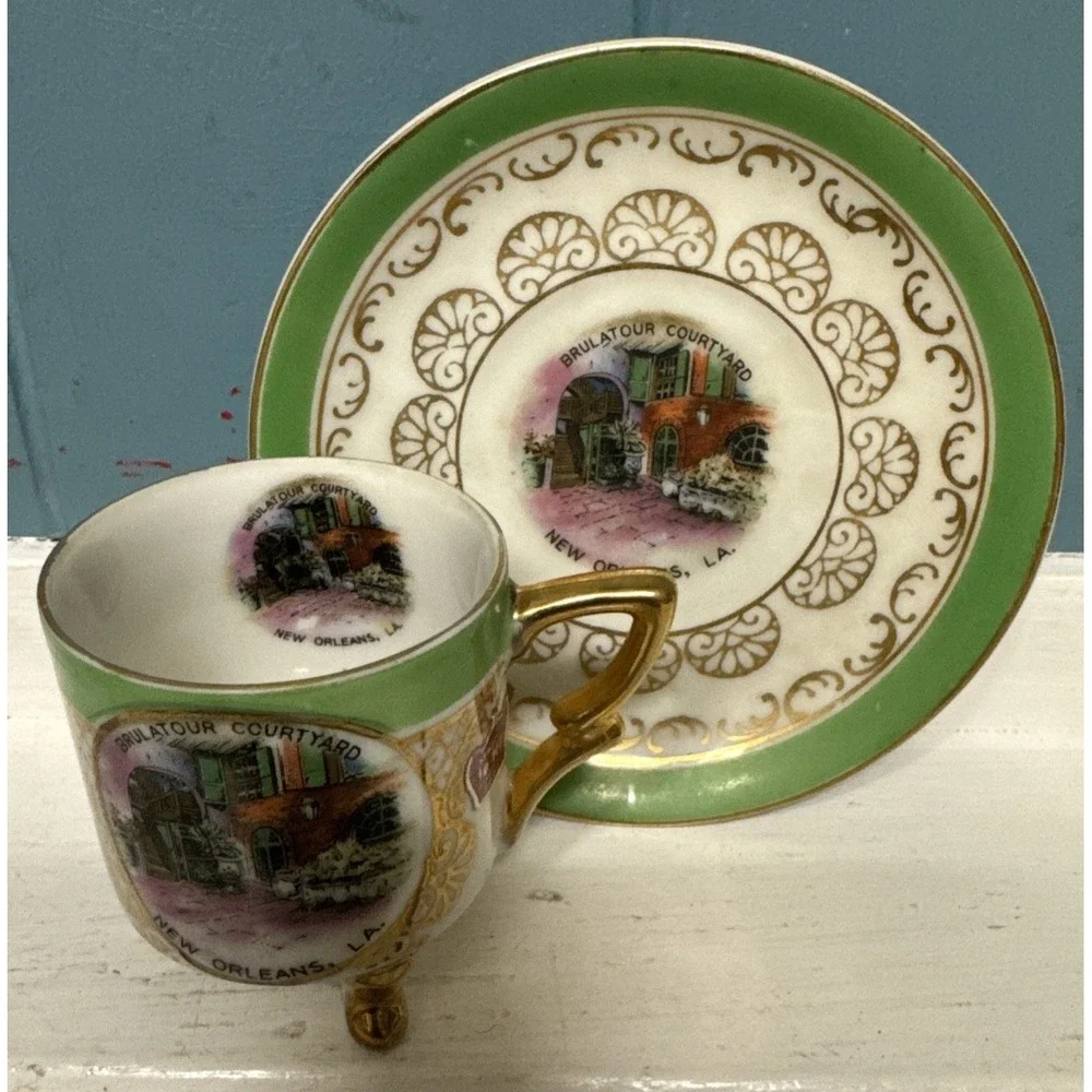 Vintage Brulatour Courtyard New Orleans, LA. Demitasse Cup /Saucer (Circa 1940s)